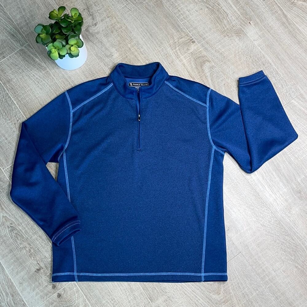 Pebble Beach Performance Blue Quarter Zip Pullover Sweater Men’s Size Medium